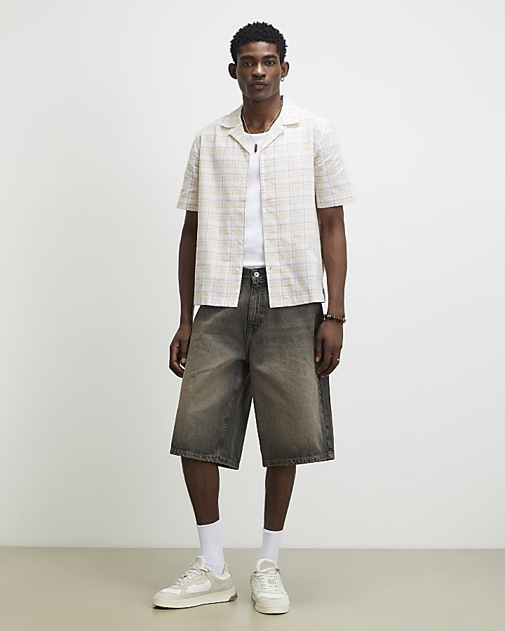 Yellow Linen Blend Check Shirt