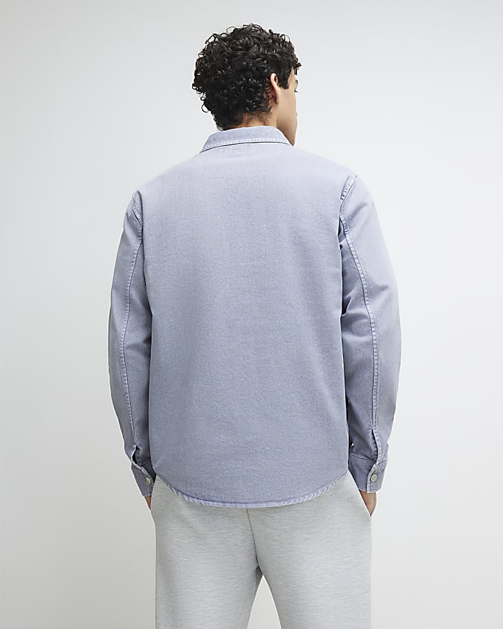 Purple Denim Long Sleeve Overshirt