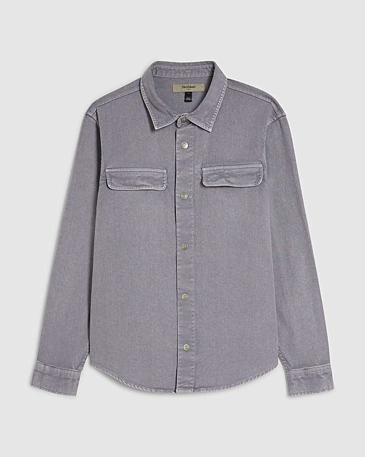 Purple Denim Long Sleeve Overshirt