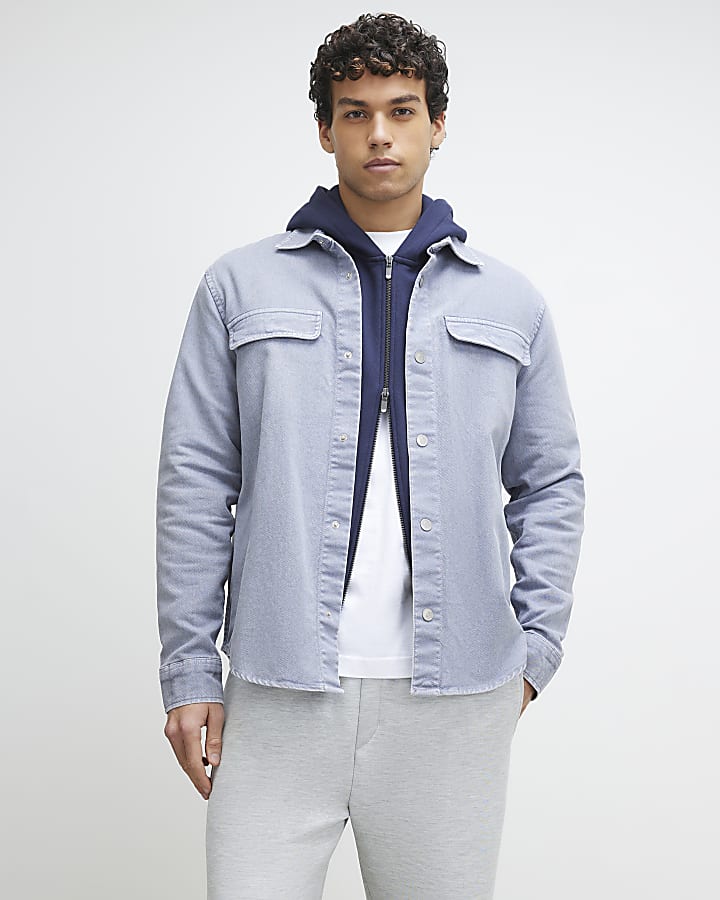 Purple Denim Long Sleeve Overshirt