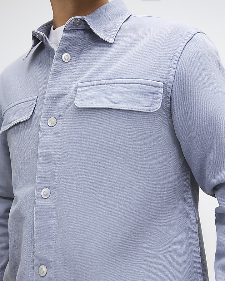 Purple Denim Long Sleeve Overshirt