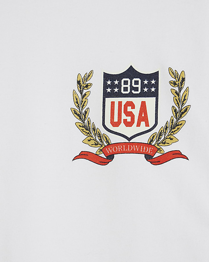 White Oversized USA Crest T-Shirt