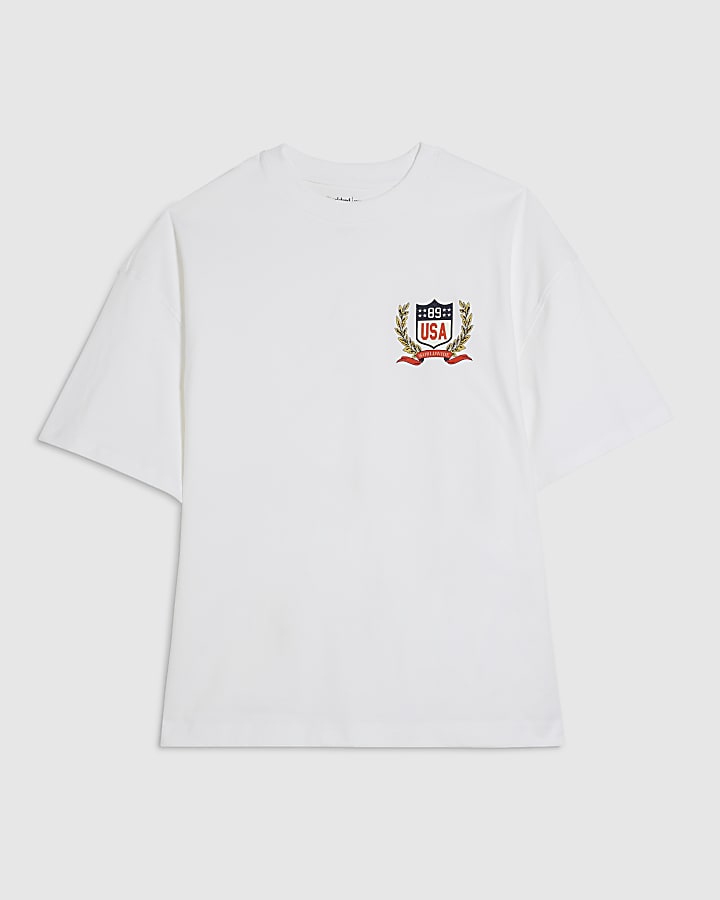 White Oversized USA Crest T-Shirt