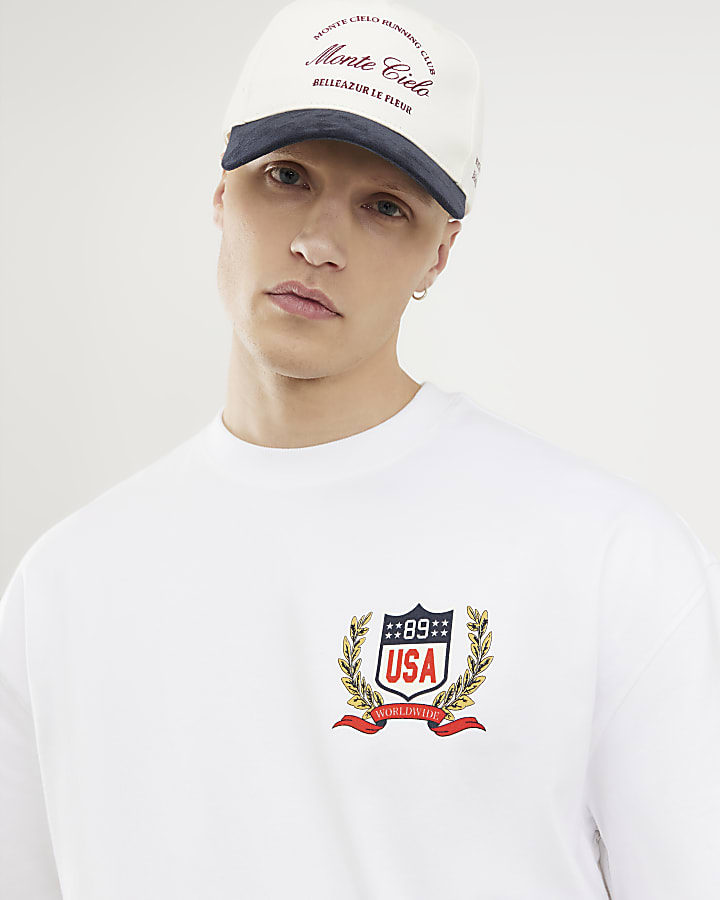 White Oversized USA Crest T-Shirt