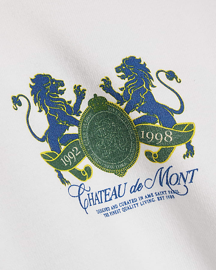 White Oversized Fit Chateau Crest T-Shirt