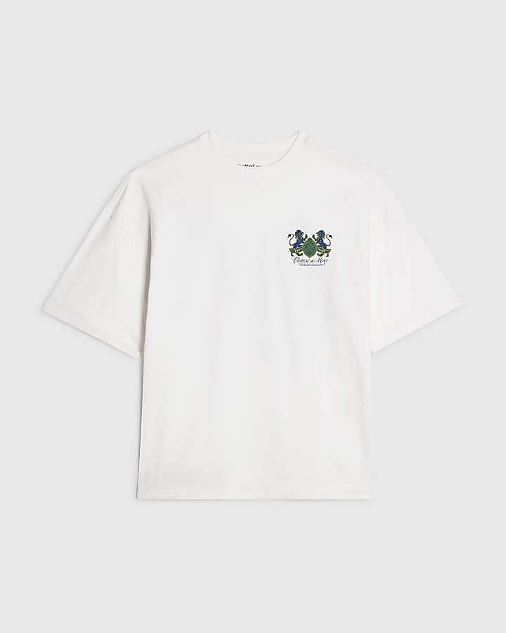 White Oversized Fit Chateau Crest T-Shirt