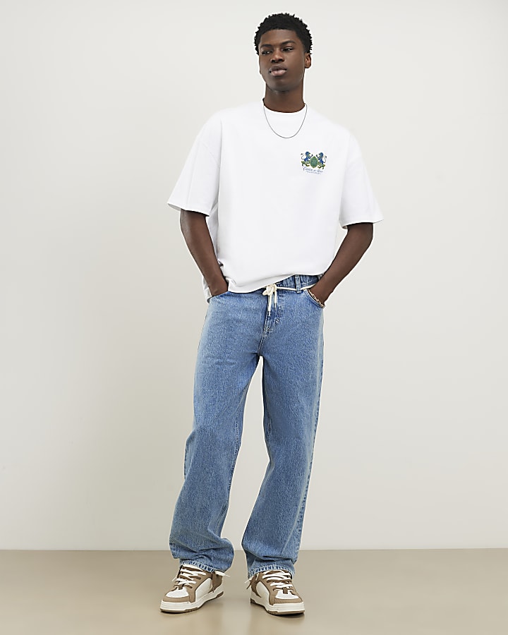 White Oversized Fit Chateau Crest T-Shirt