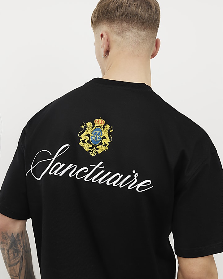 Black Oversized Fit USA Crest T-Shirt