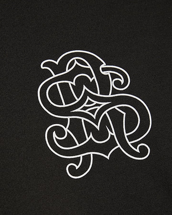 Black Oversized Fit RI Back Crest T-Shirt