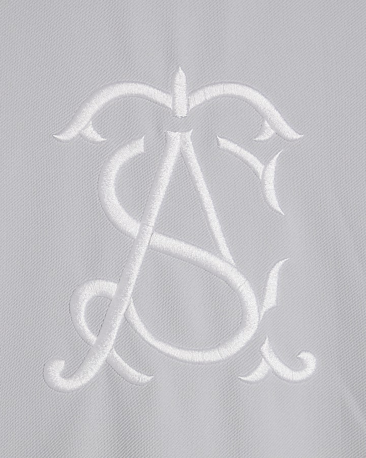 Blue Slim Fit Twill AS Embroidered T-Shirt
