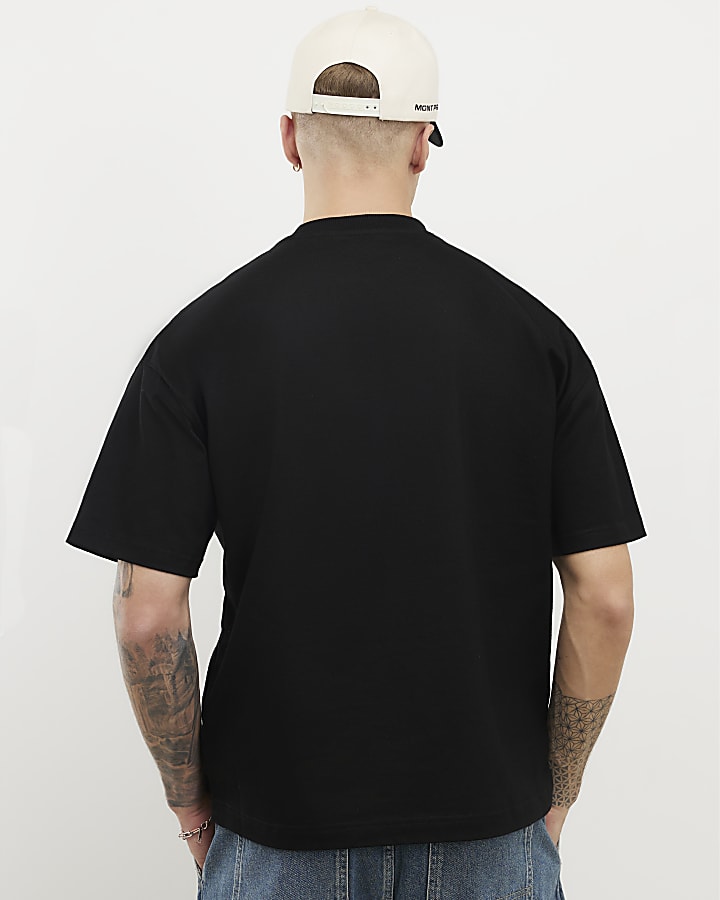 Black Oversized Fit Montpellier Crest T-Shirt