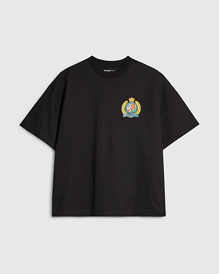 Black Oversized Fit Montpellier Crest T-Shirt