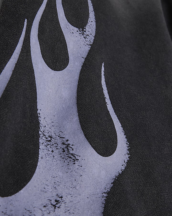 Black Washed Flame Shorts