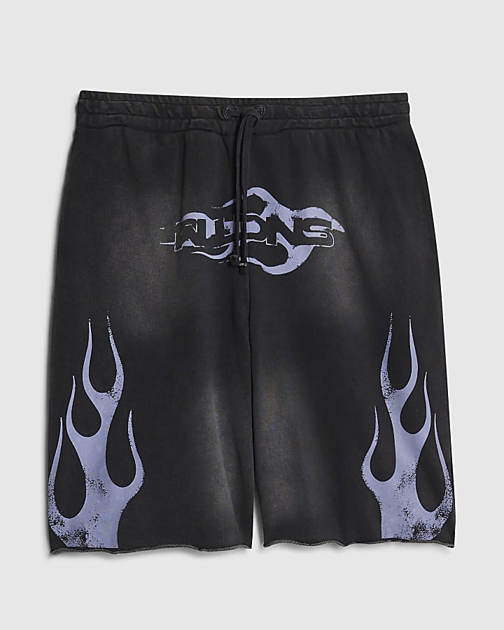 Black Washed Flame Shorts
