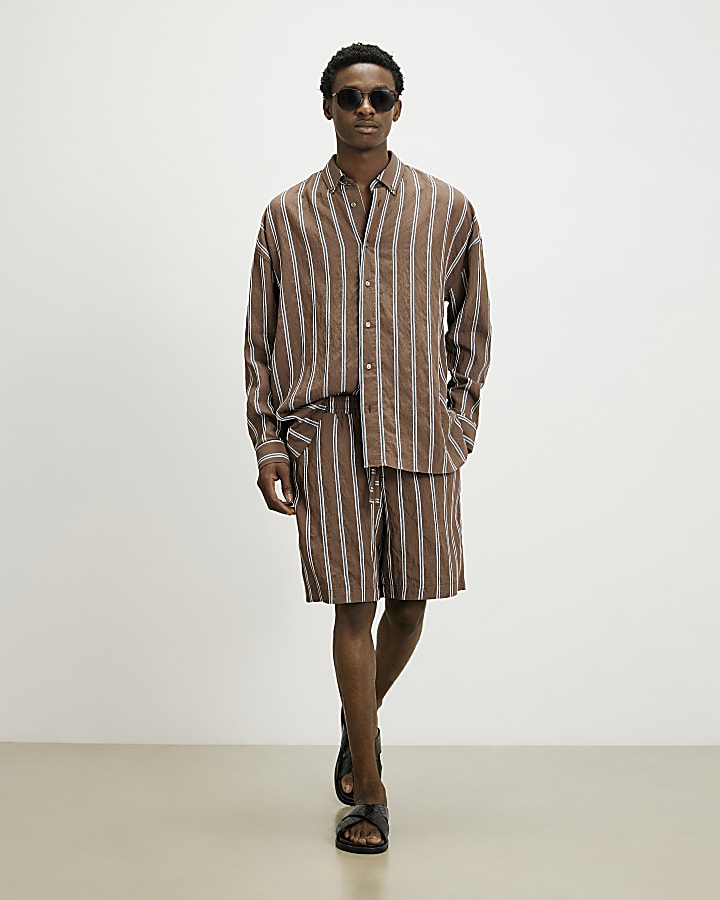 Brown RI Studio Stripe Shorts