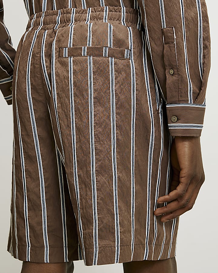 Brown RI Studio Stripe Shorts