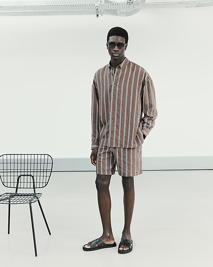 Brown RI Studio Stripe Shorts