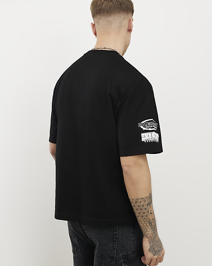 Black Oversized Fit Ame Saint T-Shirt