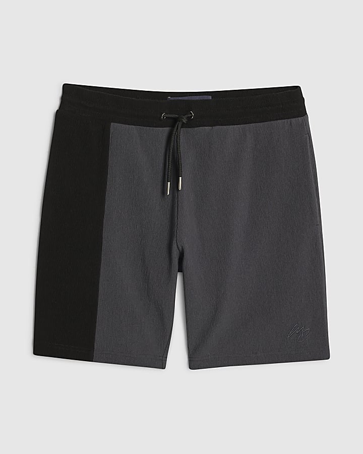 Grey Slim Fit Colour Block Shorts