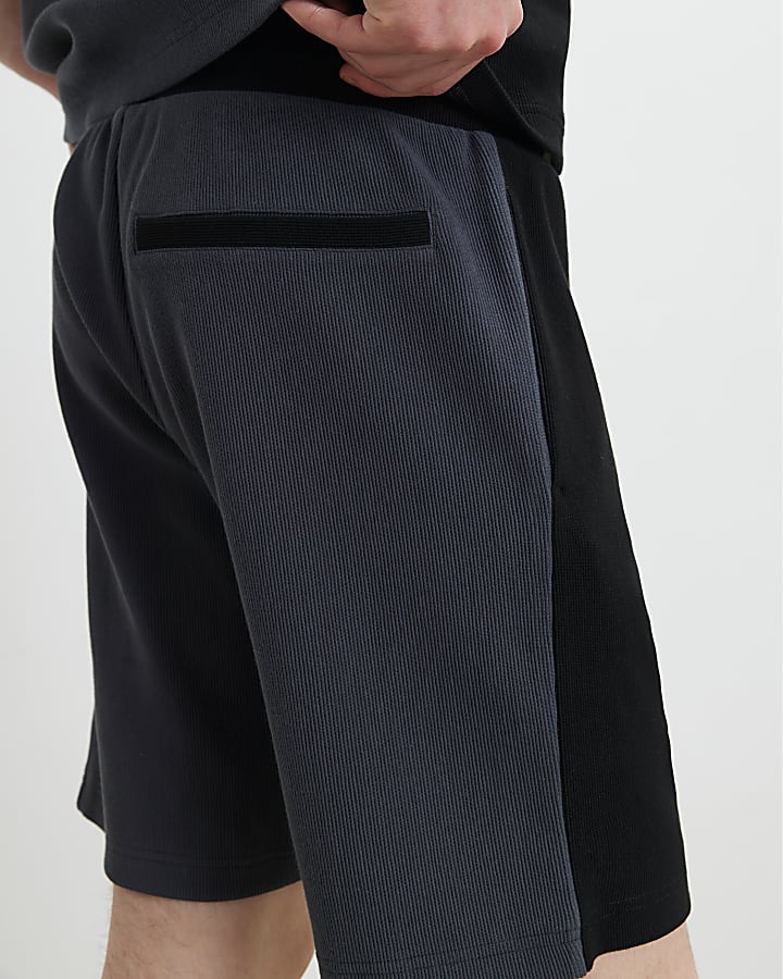 Grey Slim Fit Colour Block Shorts