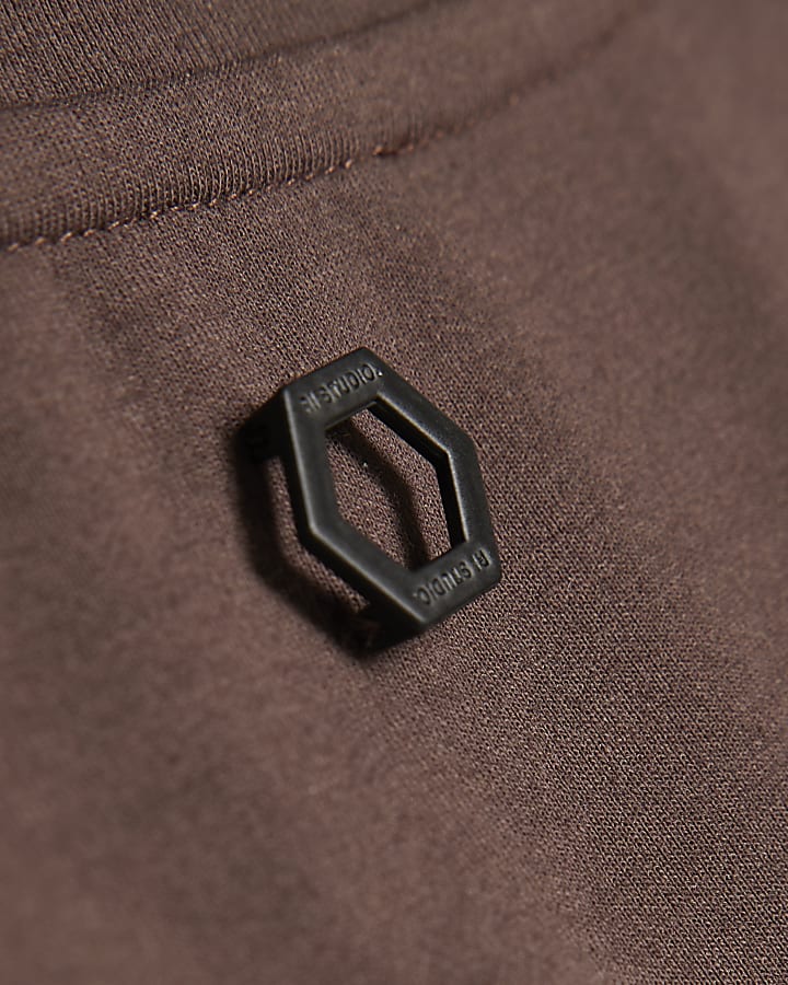 Brown RI Studio Boxy V Neck T-Shirt