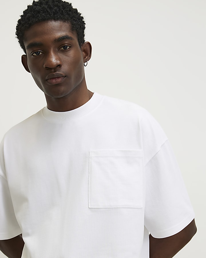 White Oversized Fit Pocket T-Shirt