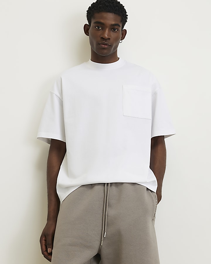 White Oversized Fit Pocket T-Shirt