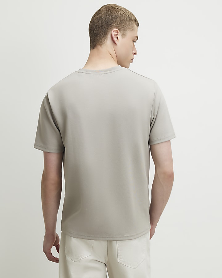 Beige Slim Fit V Neck T-Shirt