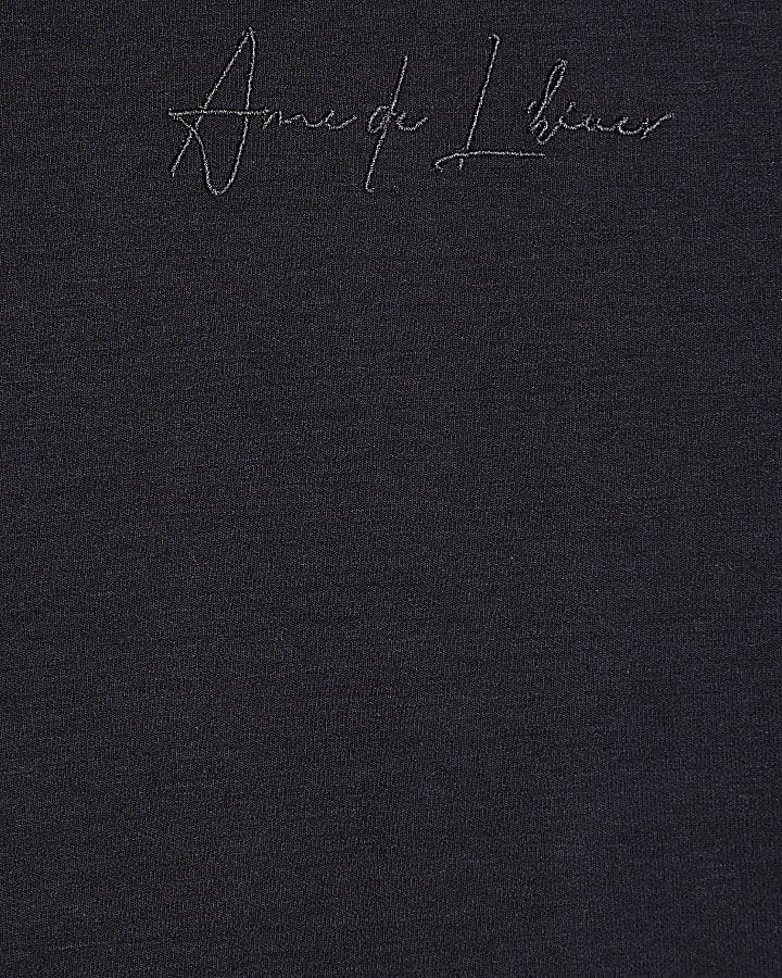 Navy Slim Fit Midweight V Neck T-Shirt
