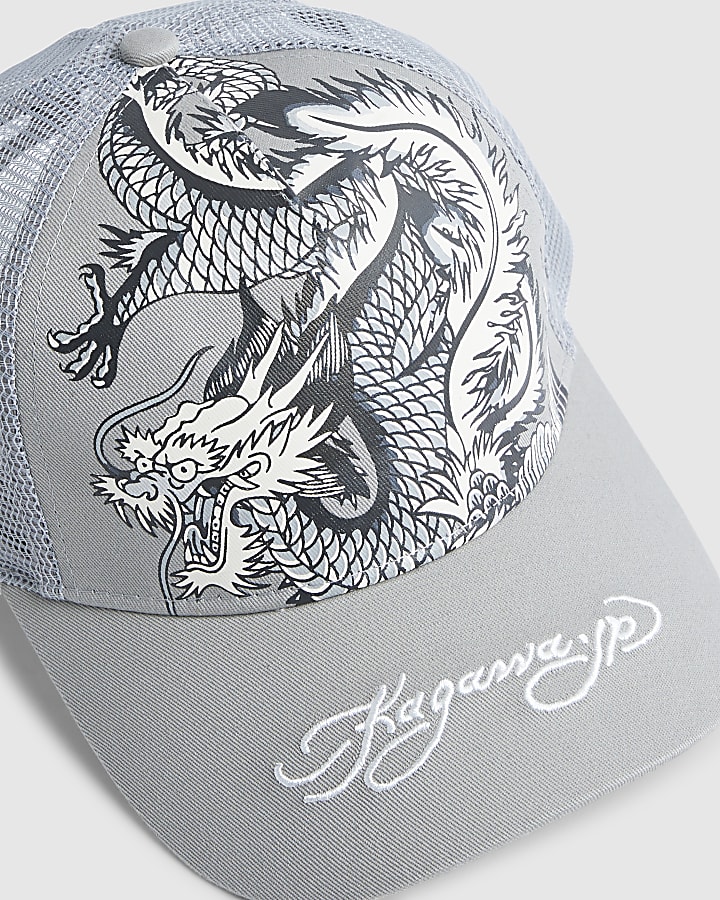 Grey Japanese Dragon Cap