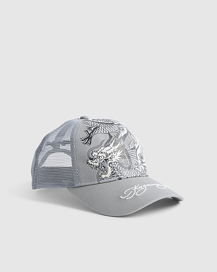 Grey Japanese Dragon Cap