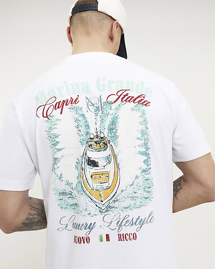 White Regular Fit Marina Grande Boat T-Shirt