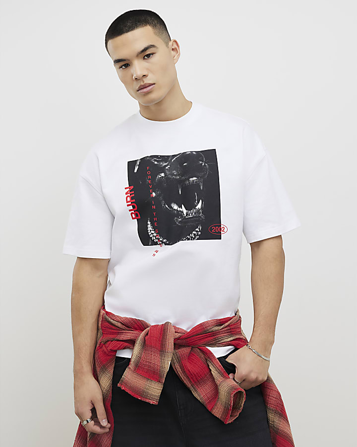 White Aggressive Photo Dog T-Shirt