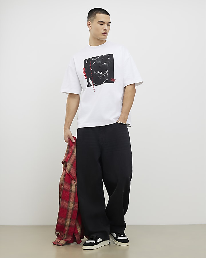 White Aggressive Photo Dog T-Shirt