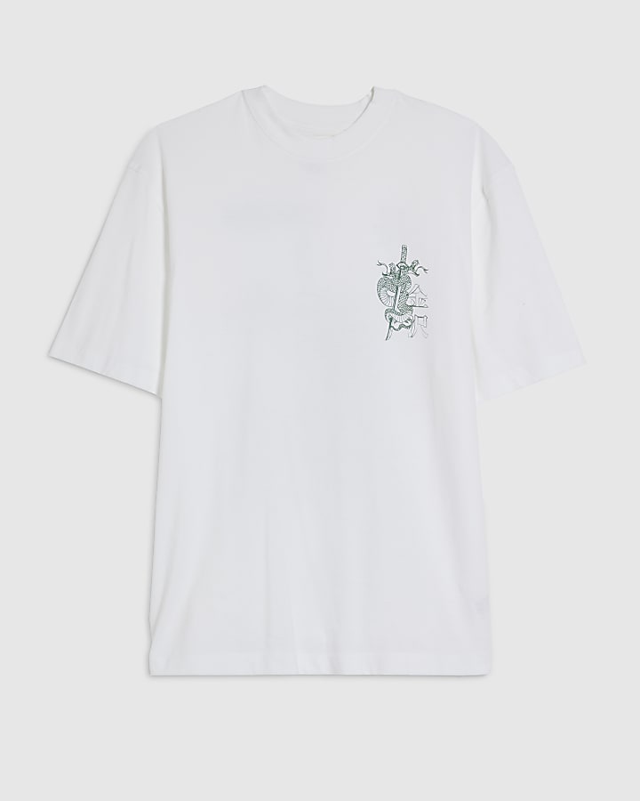 White Regular Fit Kanazawa Snake T-Shirt