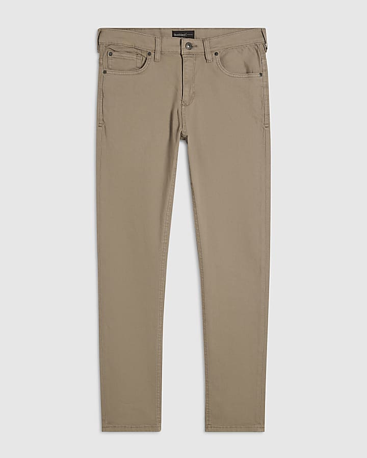 Beige Slim Fit Washed Jeans