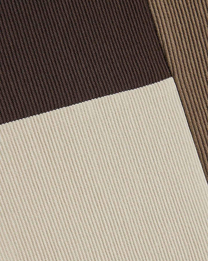 Brown Slim Fit Colour Block Polo Shirt