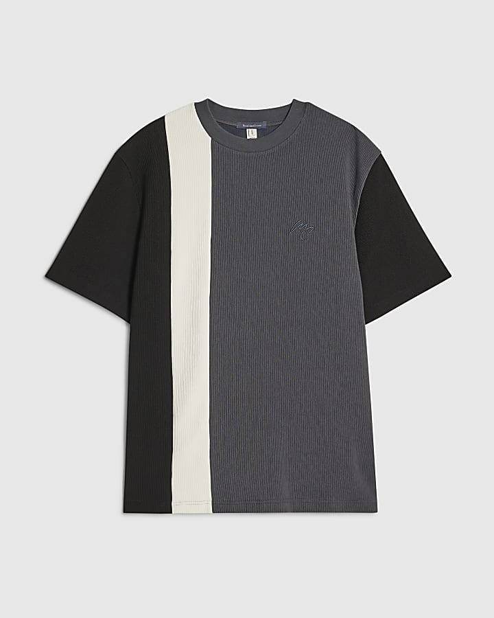 Grey Slim Fit Colour Block T-Shirt