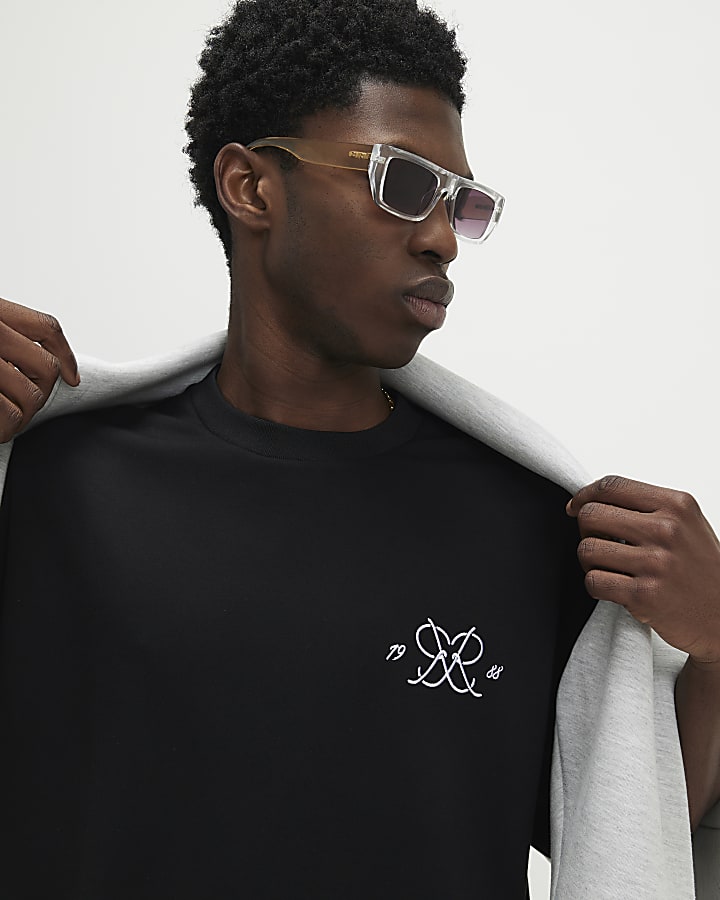 Black Oversized Fit Monogram T-Shirt