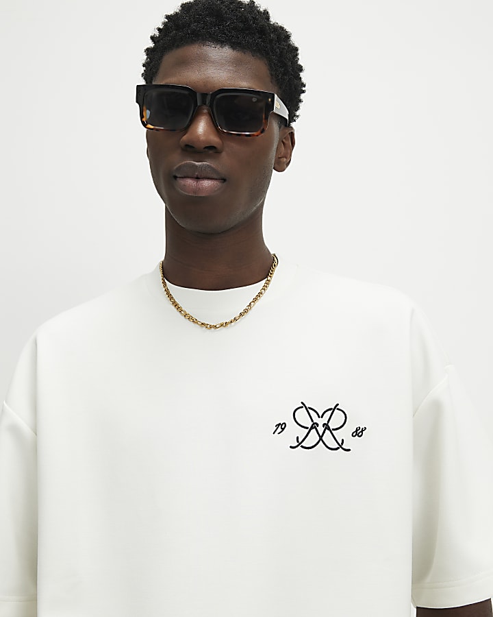 White Oversized Fit Monogram T-Shirt