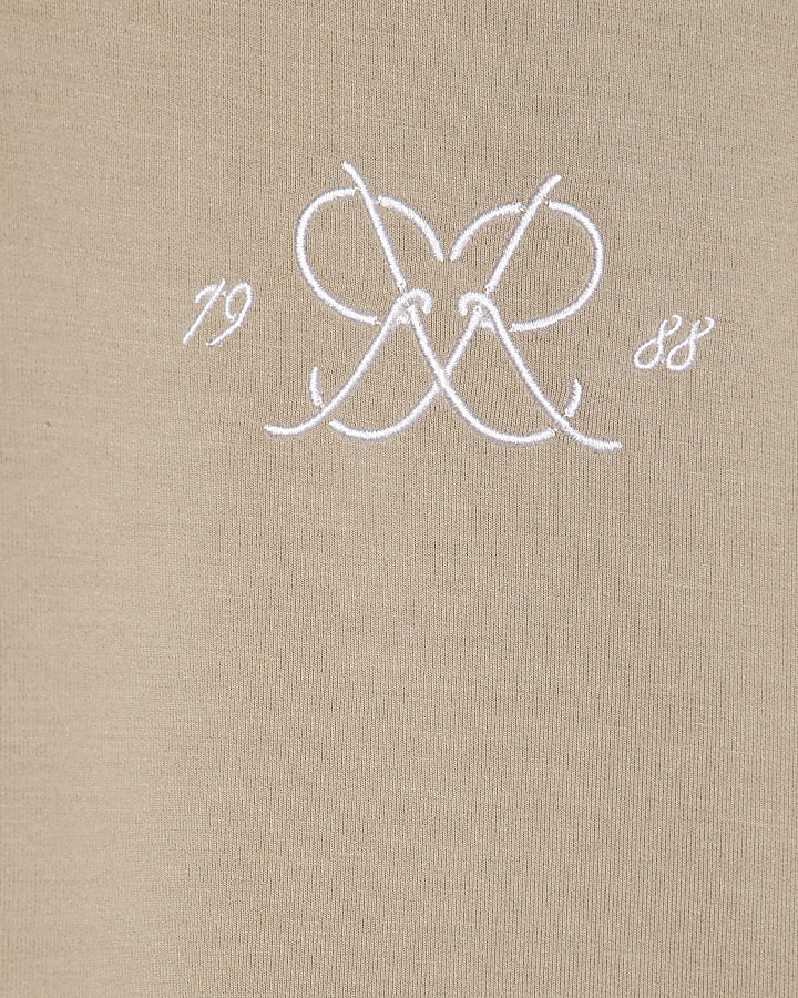 Beige Oversized Fit Monogram T-Shirt