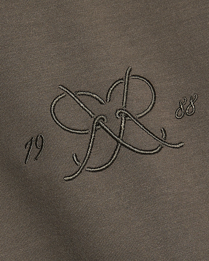 Khaki Oversized Fit Monogram Tracksuit Jacket