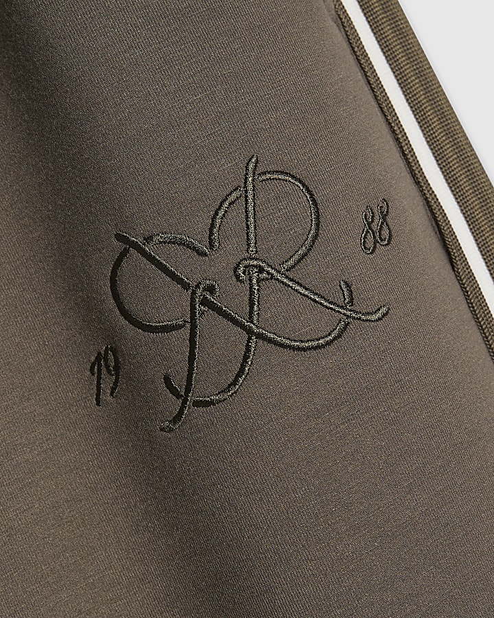 Khaki Regular Fit Monogram Taped Joggers