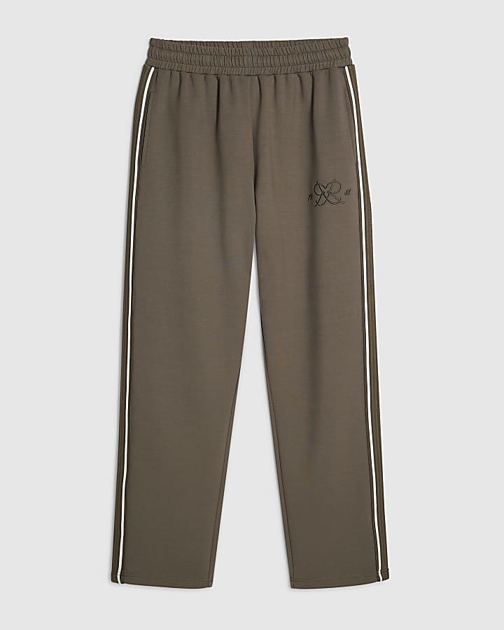 Khaki Regular Fit Monogram Taped Joggers