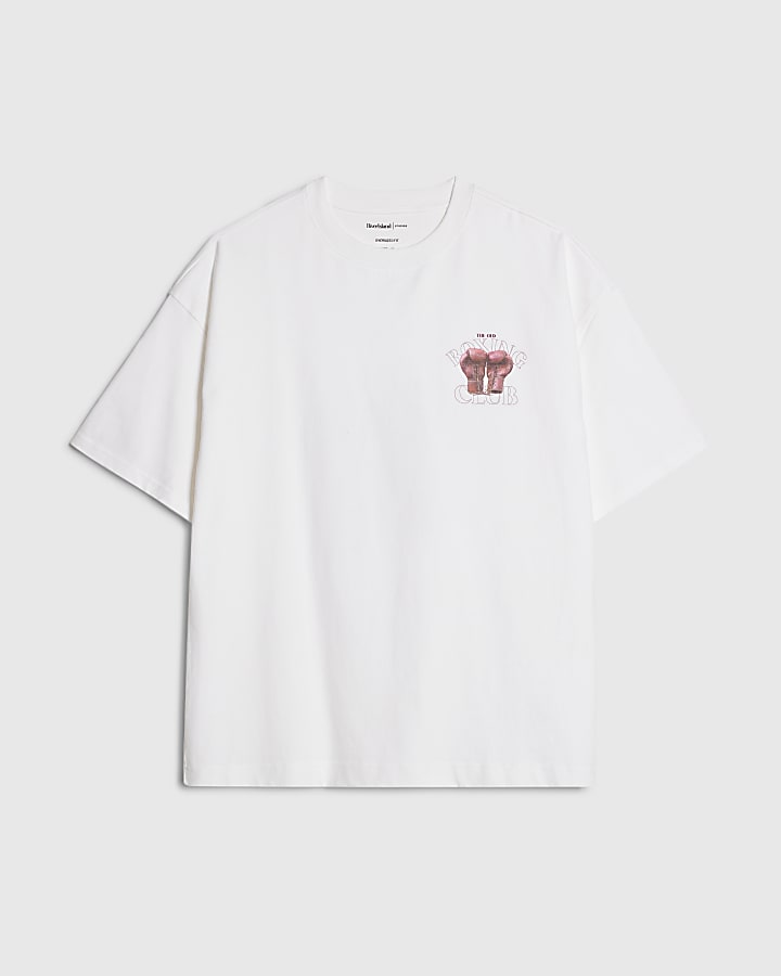 White Oversized Fit Boxing Club T-Shirt