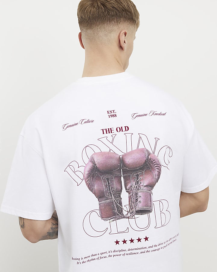 White Oversized Fit Boxing Club T-Shirt