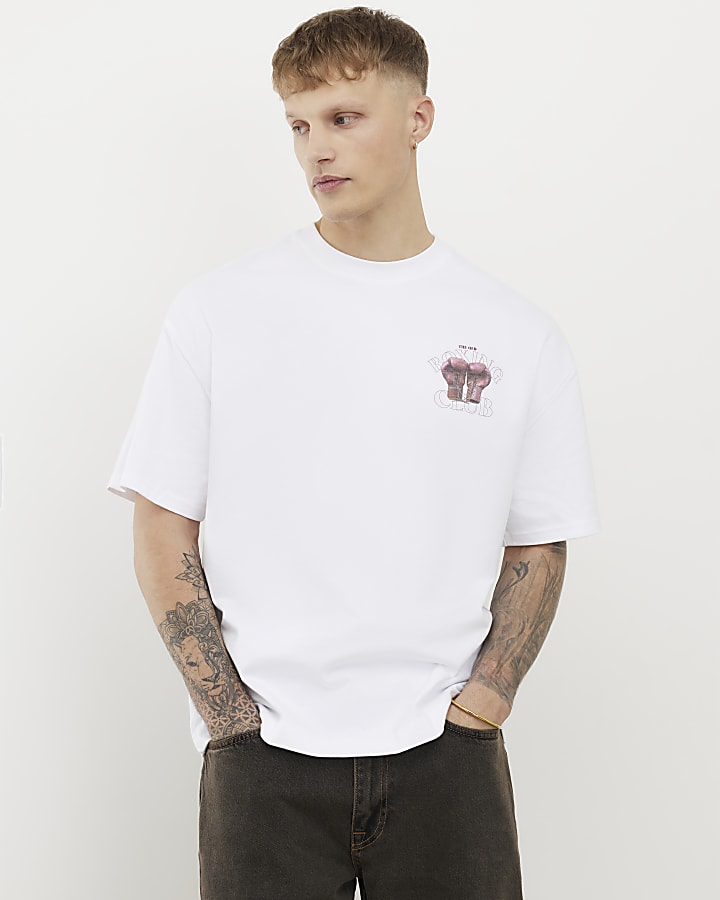 White Oversized Fit Boxing Club T-Shirt