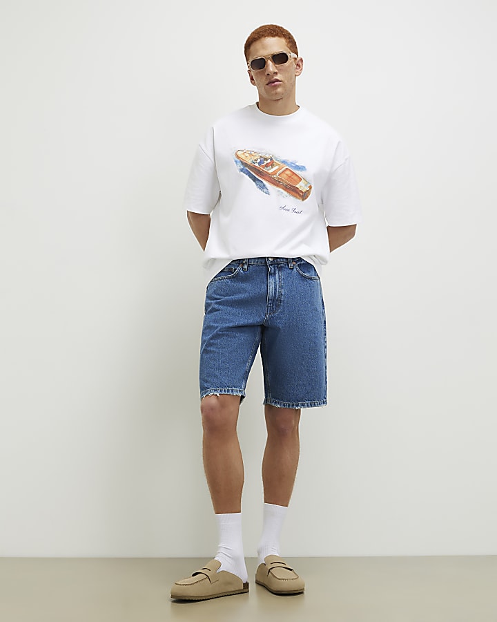 White Oversized Fit Cruise Boat T-Shirt