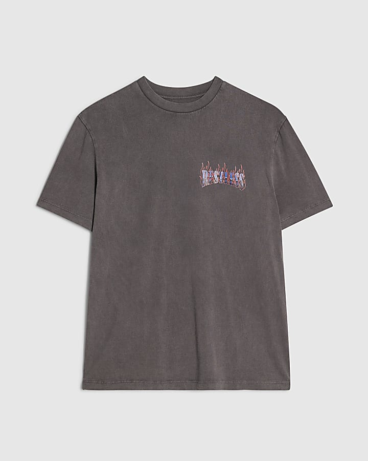 Black Oversized Fit Washed Surf City T-Shirt