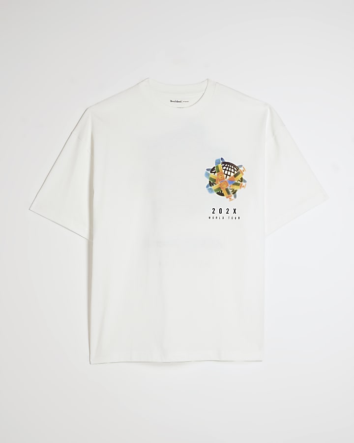 White Oversized Fit All Rights Flag T-Shirt